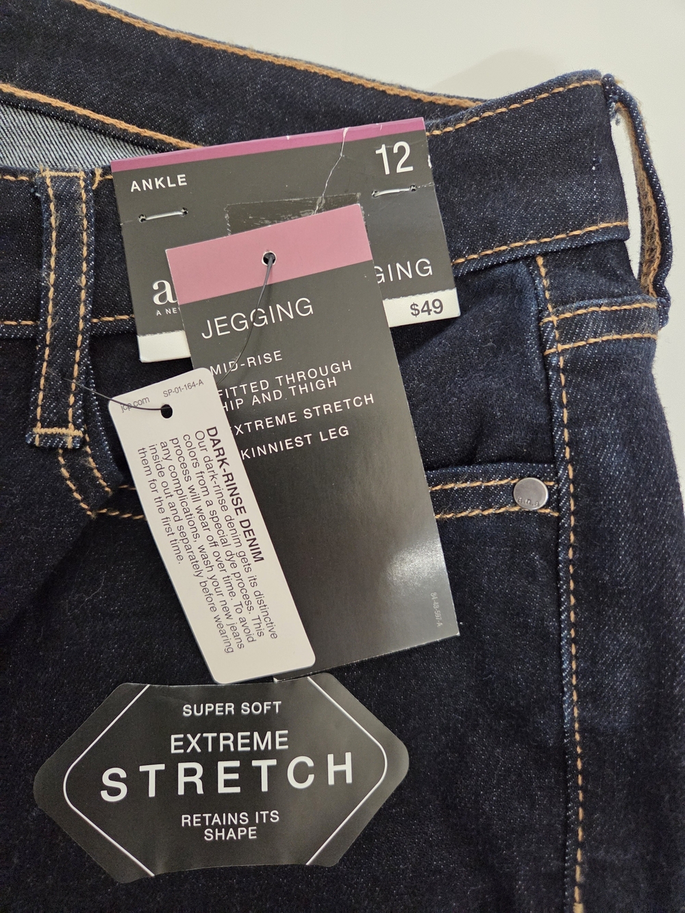 a.n.a Dark Wash Blue Jeggings with Snap Hem Accents - Picture 8 of 15